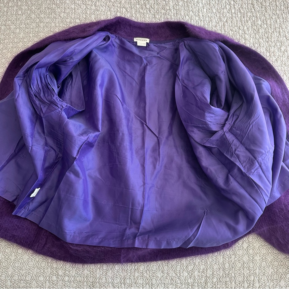 Exclusively Misook Vintage Vibrant Purple Angora Cardigan Jacket One Size XL - Picture 12 of 12
